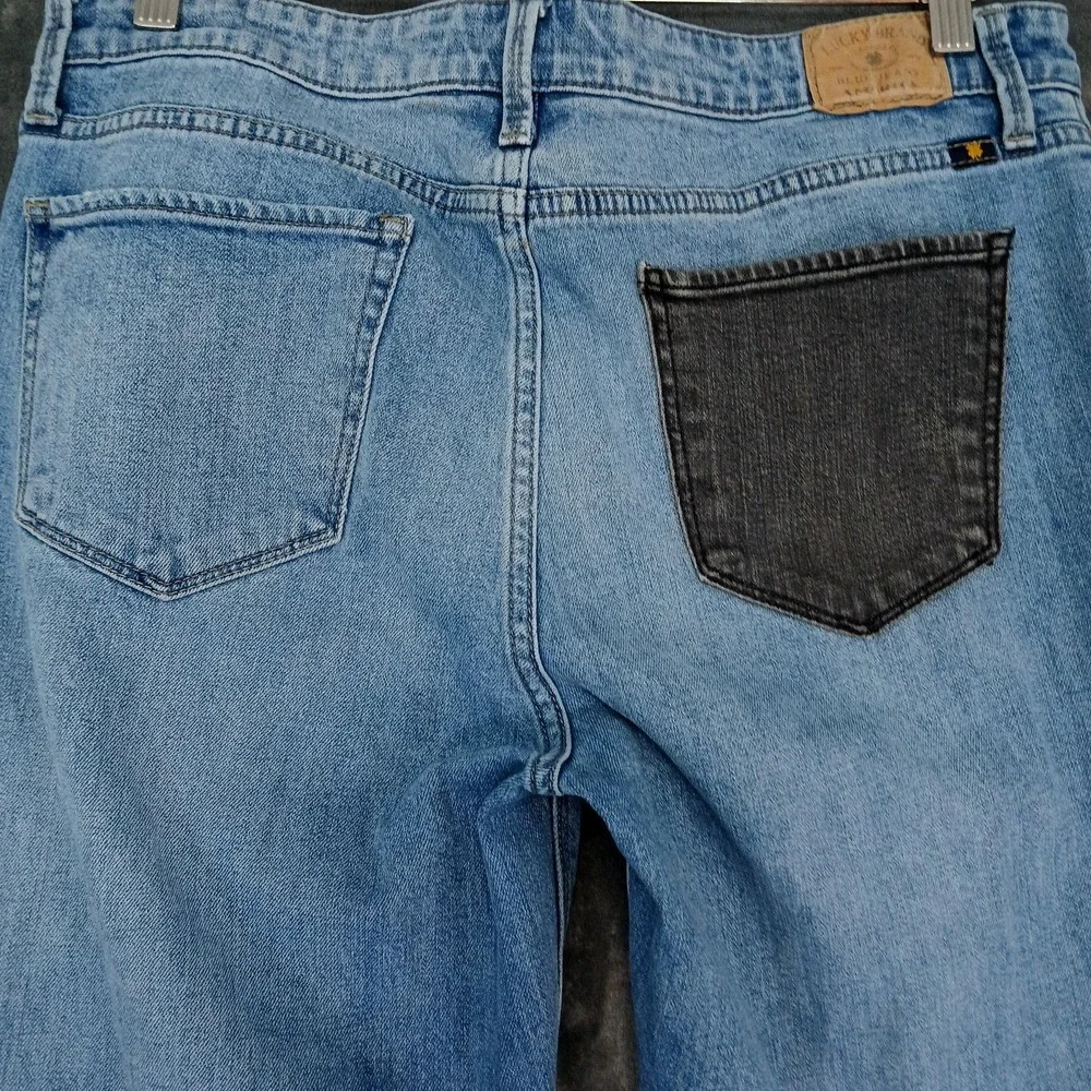 Lucky Brand Jeans Womens 8/29 Blue Ava Skinny Distressed Raw Hem Contrast Pocket